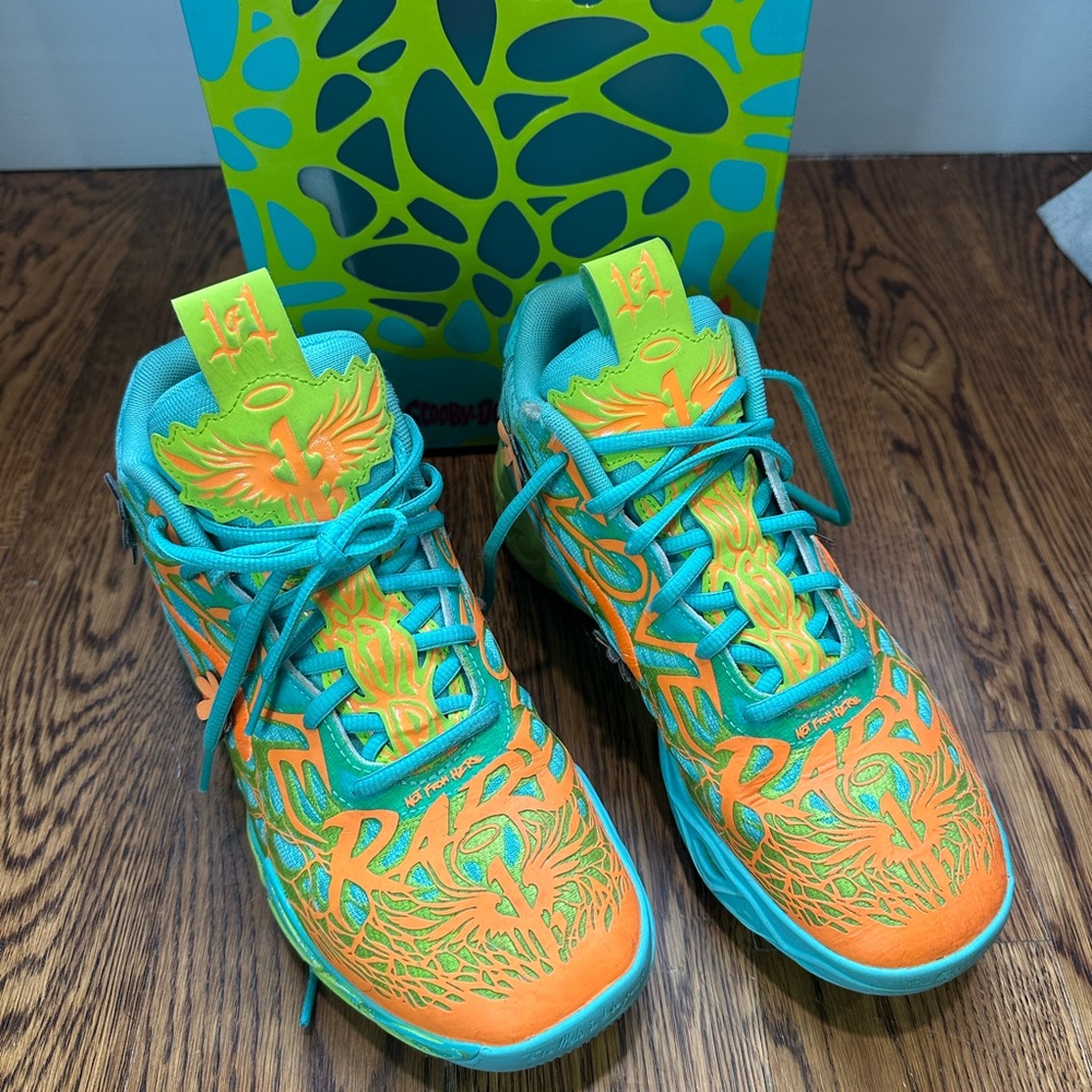 Puma Vibrant Orange and Teal Athletic Shoes